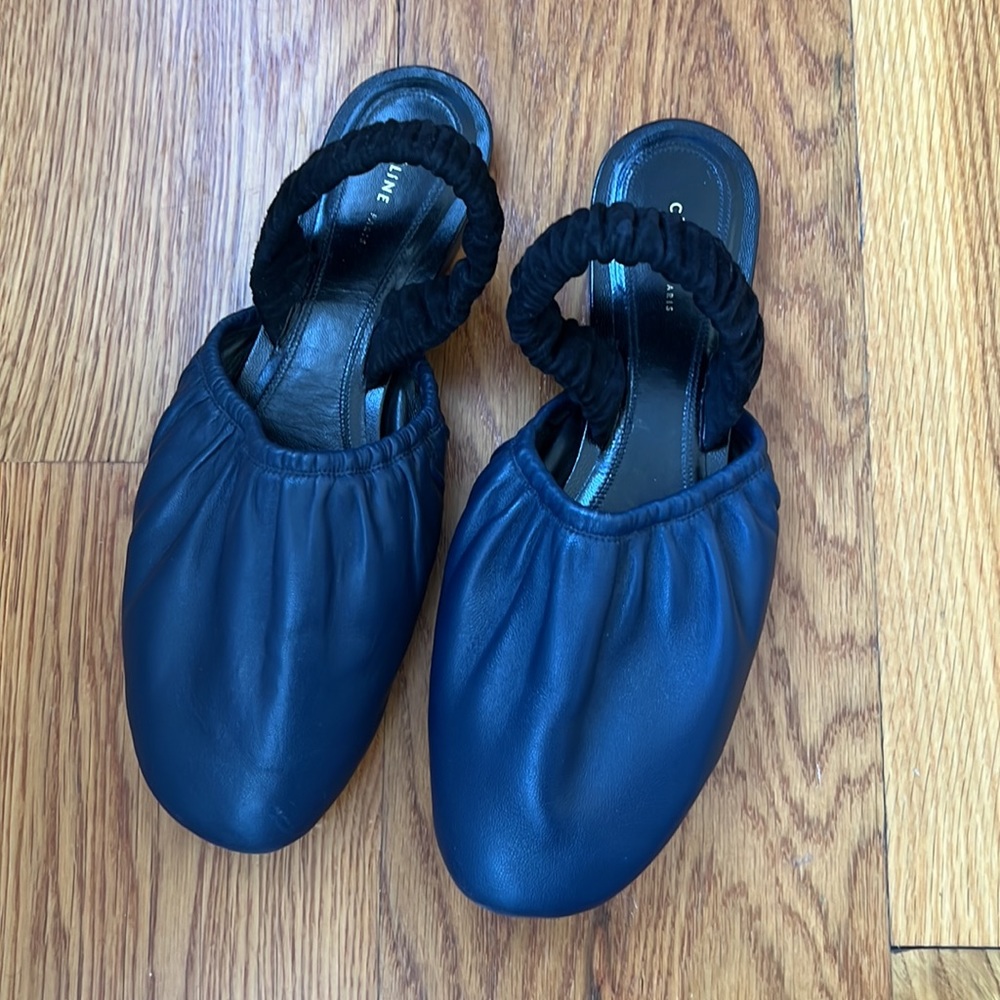Cèline navy/black leather sling back flats 37.5-excellent condition! - Picture 4 of 8